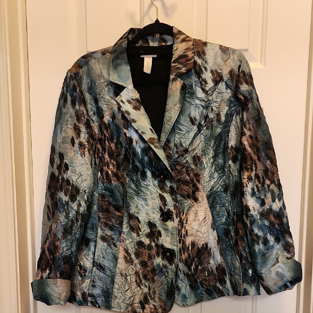 Chico's Artistic Blue and Brown Blazer